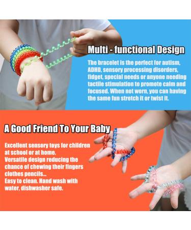Sensory Stretchy Kids Coil Bracelets 6 Pack - Funny Speech & Communication Aid Fidget Toys for Boys Girls with Autism ADHD Anxiety - Assorted Colors - Buy Online on GoSupps.com