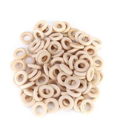 Dilwe 100pcs Baby Teething Rings Lightweight Wooden Rings DIY Crafts Pacifier Teething Relief