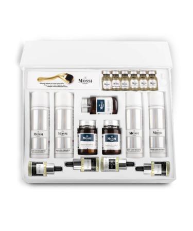 The Mossi London 6 months set after hair transplant 4 x scalp serum for hair growth 3 x hairless shampoo 1 x hair vitamin tablets 2 x hair oil for dry scalp helps for hair growth