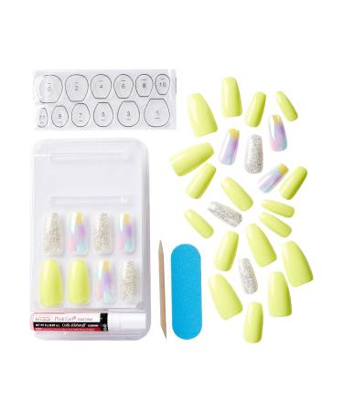 KISS Gel Fantasy In Your Eyes Long Length Gel Nail Kit | Press-On/Glue-On Nails with Pink Gel Glue | 24 Mega Adhesive Tabs & Manicure Tools Included - Buy Online on GoSupps.com