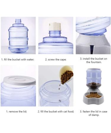 Zcaukya Automatic Cat Feeder & Water Dispenser Set - 1 Gal x 2 Gravity Dog Water Fountain & Pet Food Feeder (Grey) - Buy Online on GoSupps.com