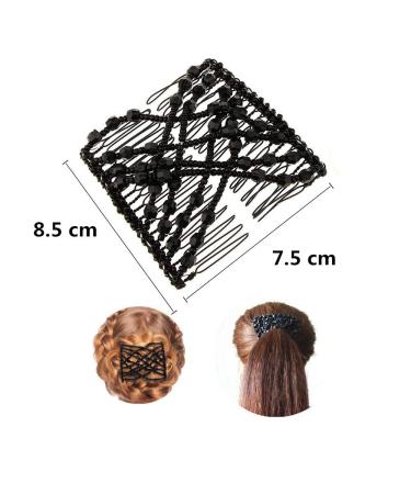 Voarge Magic Hair Clip & Comb Set - 2 Pcs Elastic Pearls for Women | DIY Hair Styling Tools (Black) - Buy Online on GoSupps.com