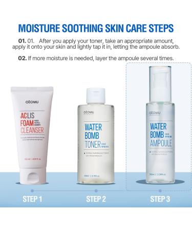 Atomu Waterbomb Ampoule - Moisturizing & Soothing Face Serum for Wrinkle Improvement | Hydration Boost in Korean Skin Care (3.38fl.oz) - International Shipping Available - Buy Online on GoSupps.com