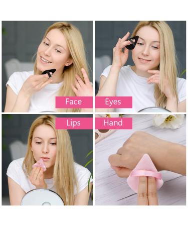 6 PCS Pure Cotton Soft Makeup Powder Puffs - Triangle Wedge for Loose Powder, Mineral Powder, Body Powder - 3 Black + 3 Pink - Velour Cosmetic Foundation Sponge - Buy Online on GoSupps.com