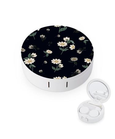 Floral Ditsy Flowers Round Case For Contact Lens Kit Storage Box with Mirror Printed