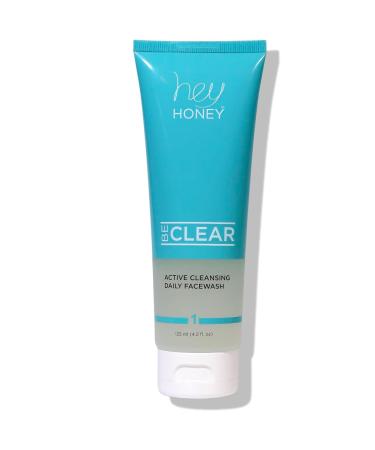 Hey Honey Skincare Be Clear Acne Routine | Daily Active Cleansing Face Wash | Youth & Young Adults, Blemishes Prone | Propolis & Gentle Exfoliating Acids | Fast & Long Lasting Oil Control | 5 fl oz