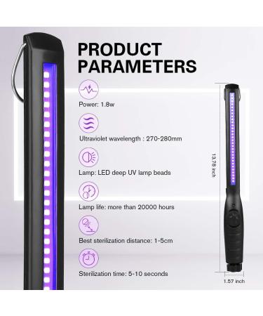 Portable UV Light Sanitizer - USB Rechargeable Disinfection Lamp for Home, Hotel, Travel & Car | Kills 99% Germs, Viruses & Bacteria - Buy Online on GoSupps.com