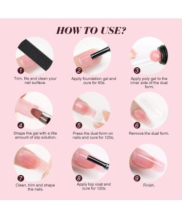 Saviland Poly Gel Nail Kit: 6 Colors with Nail Lamp, Tools & Slip Solution - DIY Manicure Starter Kit for Valentines Day - A-6 Colors Poly Nail Gel Kit Set 01 - Buy Online on GoSupps.com