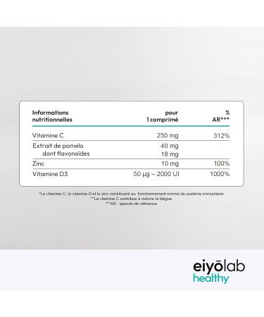 Vitamine C & D3 + Zinc Bisglycinate | Hautement Dos | Formule Immunit et Vitalit Compl te | 2 Mois de Cure par Flacon | Hautement Assimilable et Biodisponible | 60 Comprim s Vegan | Eiyolab - Buy Online on GoSupps.com