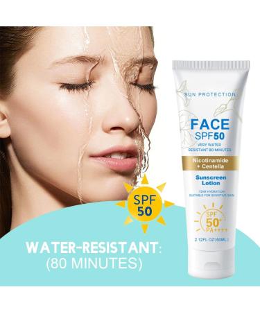 Sun Cream SPF 50+ Nicotinamide Centella Sunscreen Waterproof SPF 50 Face Moisturiser Refreshing & No Greasy Sunscreen UV Defense For All Skin Types Sun Lotion Suncream For Travel Natural Sunblock 60ml - Buy Online on GoSupps.com