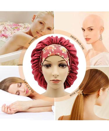 2PCS Satin Bonnets for Women - Black+Purple Satin Silk Sleep Cap for Curly Hair & Braids - Buy Online on GoSupps.com