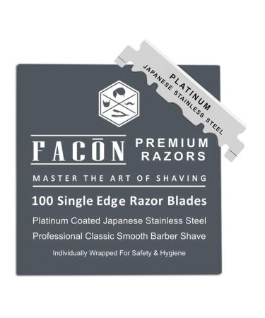 100 Facn Platinum Japanese Stainless Steel Single Edge Razor Blades for Professional Barber Straight Razor - 200+ Shaves - Buy Online on GoSupps.com