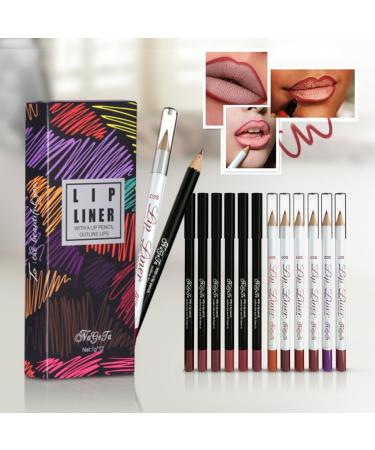 Colorful Lip Pencil (12pcs) - Soft and Smooth Lip Line Prevent Lip Gloss Overflow Easy to Draw and Color Long Lasting Makeup - Professional Size - Buy Online on GoSupps.com