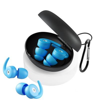 Ear Plugs for Sleeping Noise Cancelling 2 Pairs  Concert Ear Plugs for 25-33db Noise Reduction  Reusable Silicone Soft Earplugs with 5 Sizes of Ear Tips for Snoring  Work  Mortorcycle (Blue)