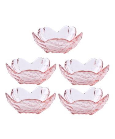 Ciieeo 5pcs Cherry Blossom Sauce Flower Jewelry Dish Sink Splash Guard Floral Ring Holder Cute Dipping Bowls Sauce Plate Cherry Blossom Bowls Tableware Pink Dipping Dish Glass