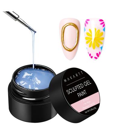 Makartt 3D Painting Gel Clear Nail Gel For Nails Art Chrome Nail Powder Micro 3D Sculpting Gel No Wipe UV Gel for Gel Nail Polish 3D Carving Drawing Gel for Nail Art at Home & Salon DIY 0.28 fl.oz Clear Painting Gel