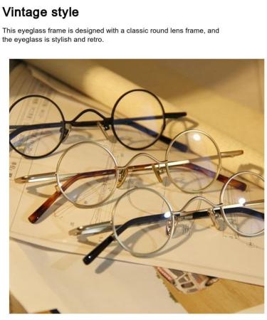 osiuujkw Vintage Round Eyeglasses Frame with Nose Pads Portable Foldable Legs Eyewear Frames Reading Glasses Replacement Gold Black - Buy Online on GoSupps.com