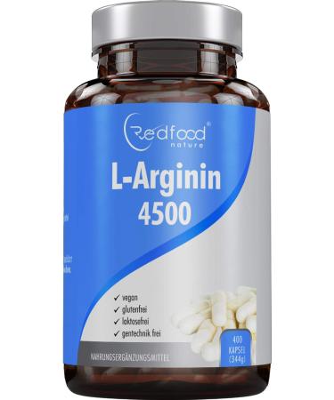 REDFOOD L- Arginine 4500 high dose XXL can with 400 capsules Made in Germany High dose without additives