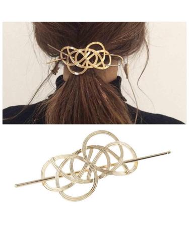 Aneneiceera Vintage Viking Celtic Hair Clip Gold Celtic Knot Hair Clip Long Hair Clip Pin Metal Bun Holder Decorative Hair Accessories for Women and Girls