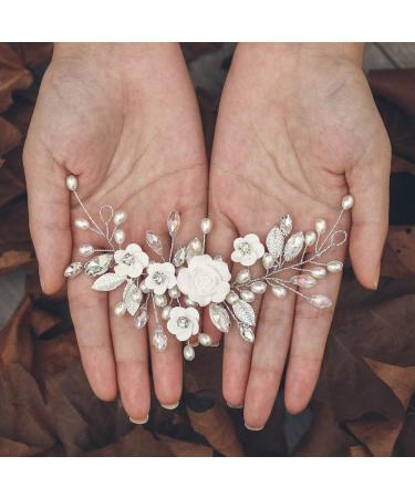 GORAIS Crystal Pearl Wedding Hair Vine Bridal Hair Piece for Women and Girls - Silver - Buy Online on GoSupps.com