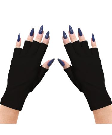 ManiGlovz - The Original UPF 50+ UV/LED Protective Gloves for Gel Manicures  Sun Protection Fingerless Gloves-Shield Skin from The Sun and Nail Lamp- Black Magic