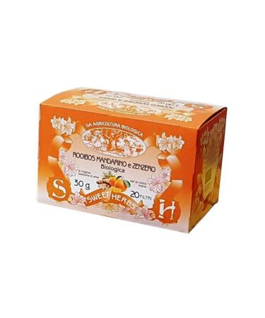Apicoltura Brezzo Sweet Herbs | Rooibos Mandarin Ginger Herbal Tea | Organic Rooibos Infusion with Fruits and Spices - 20 Individually Filtered Tea Bags (30g)