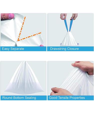 7-Almond 3-4 Gallon Drawstring Trash Bags Small Kitchen Garbage Bags Strong Small Trash Bag for Kitchen Bathroom Bedroom Office Unscented (4Rolls/White) (White) - Buy Online on GoSupps.com