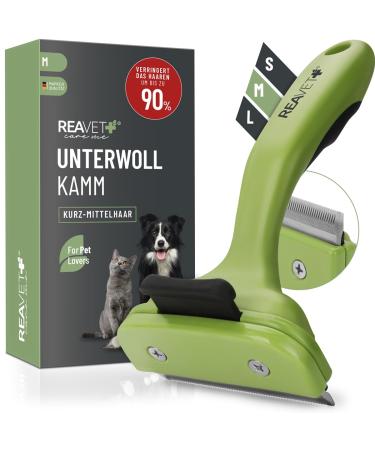 Reavet Unterwollkamm for dogs & cats short hair i medium breeds (size m) i removed underwool the top hair i maintains with a self-cleaning button I cat comb. - Buy Online on GoSupps.com