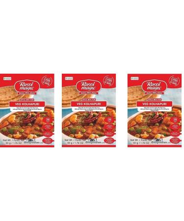Rasoi Magic Various Seasoning Masala Powder (45 Gram) - A Mixture of Spices Adds Taste - Aromatic & Enhances Flavor of Meal (Veg Kolhapuri Pack of 3)