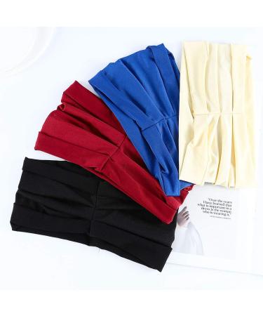 GORTIN Wide Headbands 4 pcs - Black Boho Stretch Turban Head Wraps for Women and Girls - Buy Online on GoSupps.com