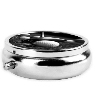 Black and White Golf Round Pill Box Portable 3 Compartment Travel Medicine Organizer | Decorative Pocket Purse Vitamin Holder - Buy Online on GoSupps.com