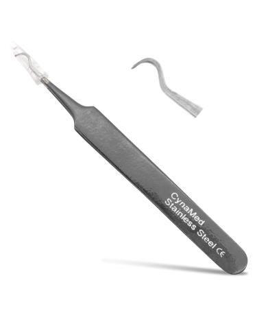 Blackhead Tweezer - Professional Curved Steel Tip Surgical Comedone & Splinter Extractor By Rapid Vitality. Ideal Blemish & Acne Remover Tool Means Flawless Facial Skin (Black)