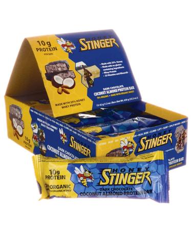 HONEY STINGER Food Dark Chocolate Coconut Almond Pro Protein Bar net wt 22.5 OZ (Box of 15)