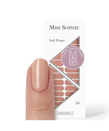 Original Miss Sophie Nail foils Cookies N Cream I 24 Ultra-Thin Nail Polish Strips Single Color I for Fingernails & toenails I Holds on Natural as Well as Painted Acrylic Gel & Shellac Nails Cookies N Cream 24
