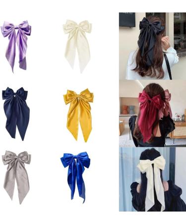 hgnxa Bow-Hair Clip Women Large knot Stain Hairpin Barrettes Girls Solid Color Ponytail Clip Hair Accessory Headwear Gift Pink - Buy Online on GoSupps.com