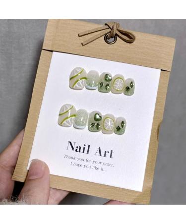 Summer Lemon Handmade Wearing Nail Hand Painted Short Finished Product Detachable Nail Artificial Nail(XS)