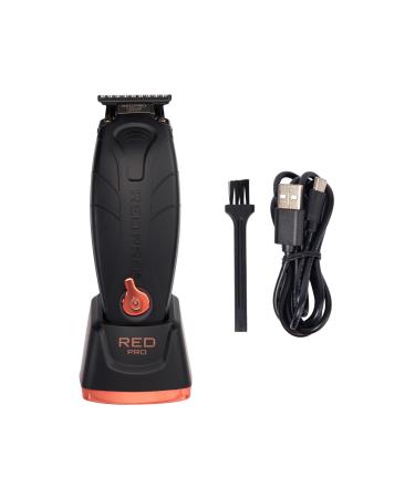RED Pro Professional Cordless Hair Finishing Trimmer for Men Electric Rechargeable Wireless Beard Detailer for Barbers and Stylists Diamond Like Carbon Coated T-Blade with Zero Gapped (Matte Black)