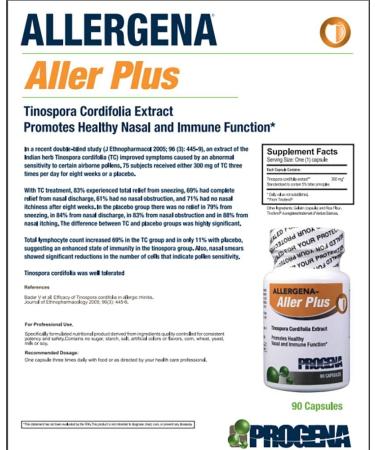 Progena Aller Plus 90 Capsules - Natural Allergy Relief Supplement - Buy Online on GoSupps.com