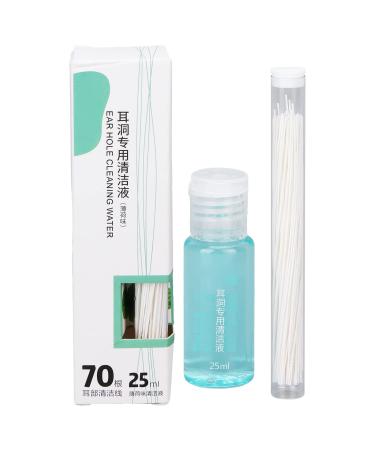 Earring Hole Cleaner Dental Floss, Ear Care Set, 70pcs Disposable Piercing Aftercare Piercing Cleaning Line, 25ml ear cleaning earring hole cleaner