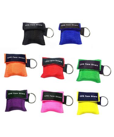 INOOMP 8pcs CPR Barrier Keychain Emergency CPR Masks Keyring Travel Pocket Face Resuscitation for Outdoor First Aid or Cardiac Resuscitation Training