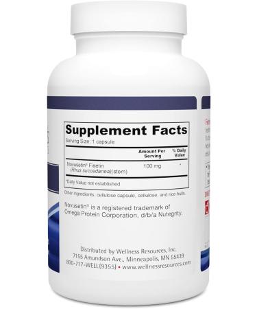 Wellness Resources Fisetin - Novusetin Fisetin Supplement for Longevity Memory Focus Brain Health - Senolytic and Situin Activator - Gluten-Free Non-GMO Vegan (100mg 90 Capsules) - Buy Online on GoSupps.com