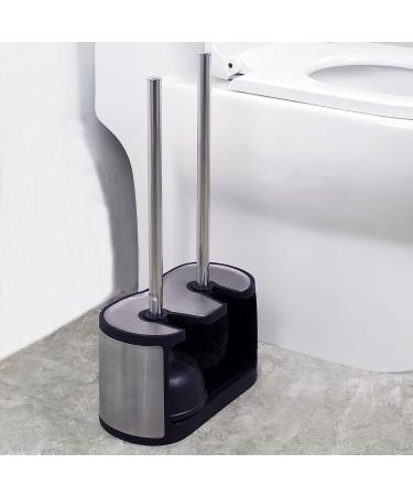 Casaphoria Stainless Steel Toilet Bowl Brush & Plunger Set - Heavy Duty 2-in-1 Combo with Freestanding Holder for Bathroom - Buy Online on GoSupps.com
