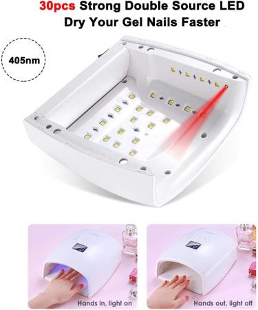 Rechargeable Cordless 66w UV Led Nail Lamp for Gel Polish - 5 Timer Settings, LCD Display - White - Buy Online on GoSupps.com