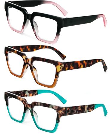 Buy Kokobin 3-Pack Ladies Reading Glasses - Anti-Blue Light Square Readers for Men & Women | 3.5 Diopters - Buy Online on GoSupps.com