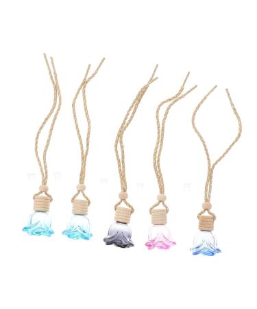 Zerodeko 5pcs Rose Perfume Bottle Auto Hanging Terrarium Diy Perfume Bottle Pendant Perfume Rack Glass Bottle