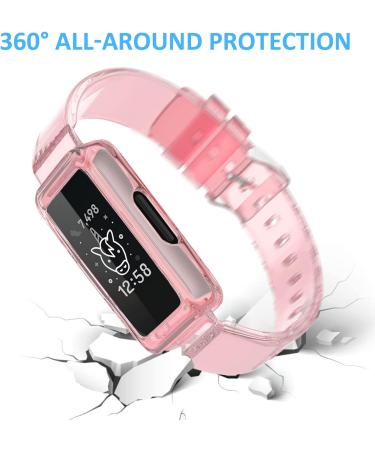 ESeekGo Kids Fitbit Ace 3/ Ace 2 Bands with Bumper Case - Clear Sport Rugged Bands for Fitbit Inspire/Luxe - Girls Boys Women - Pink Purple Green - Buy Online on GoSupps.com