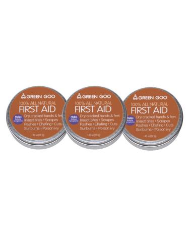 Green Goo Natural Skin Care Salve First Aid Skin Repair Cream 1.82-Ounce Large Tin 3-Pack