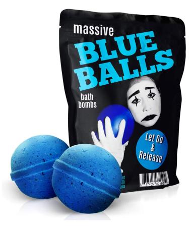 Massive Blue Balls Bath Bombs - Sad Mime Design - Funny Bath Bombs for Men - XL Bath Fizzers Giant Blue Bath Bombs Handcrafted in The USA 2 Count