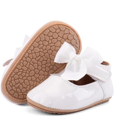 LACOFIA Baby Girls White Bowknot Mary Jane Shoes | Anti-Slip First Walking Prewalkers 6-12 Months - Buy Online on GoSupps.com