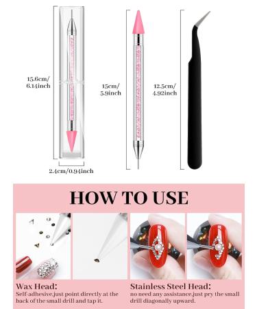 2 Pack Rhinestone Picker Dotting Pen Diamond Painting Wax Pencil + Tweezer - Nail Art DIY Decoration Tool - Buy Online on GoSupps.com